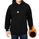Black Hoodie With Small Cartoon Face Graphic On Chest