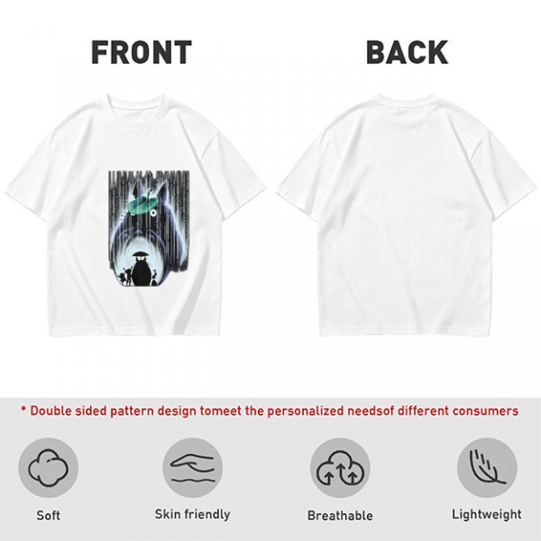 Olive T-shirt with My Neighbor Totoro Rain Scene Print