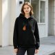 Black Hoodie with Lute and Green Foliage Graphic Print