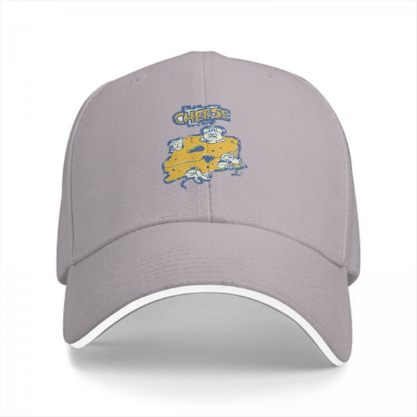 Black baseball cap with cheese and mice graphic print