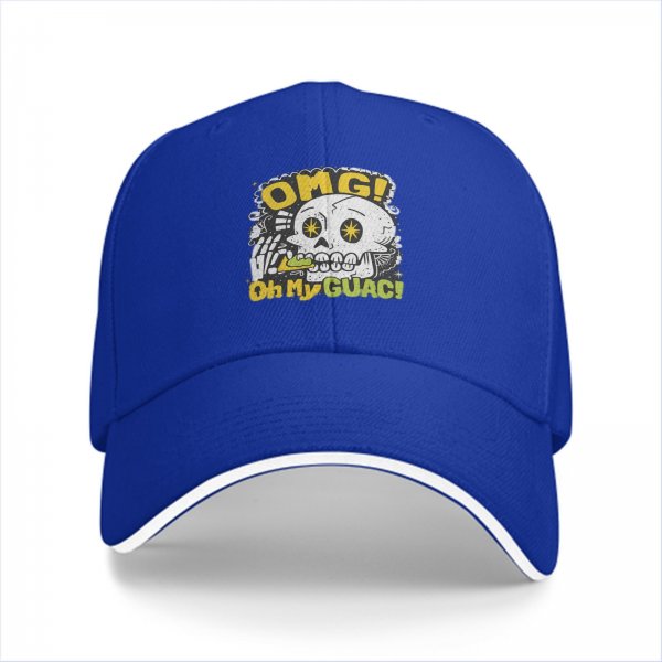 Black baseball cap with OMG Oh My Guac! sugar skull graphic
