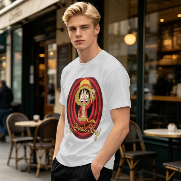 One Piece Luffy The Pirate King Graphic Olive T-Shirt