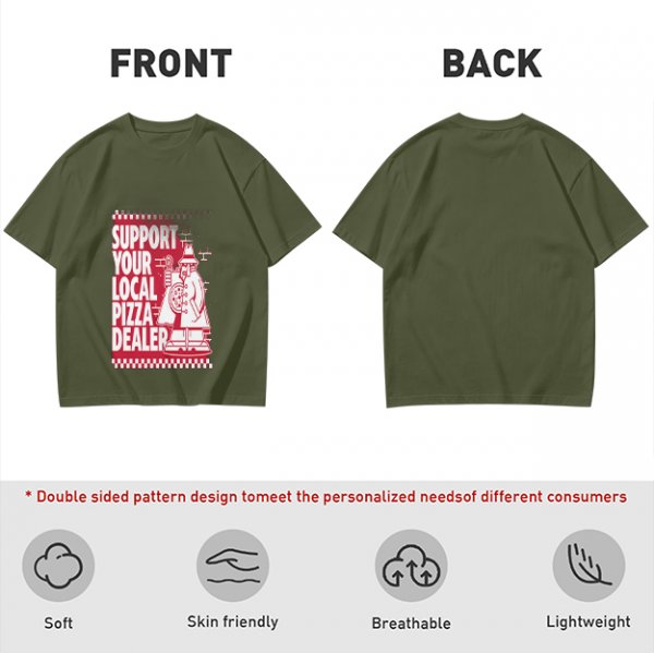 Support Your Local Pizza Dealer Graphic Olive T-Shirt