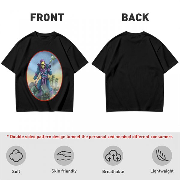 Olive T-Shirt Featuring Skeletor Holding His Havoc Staff