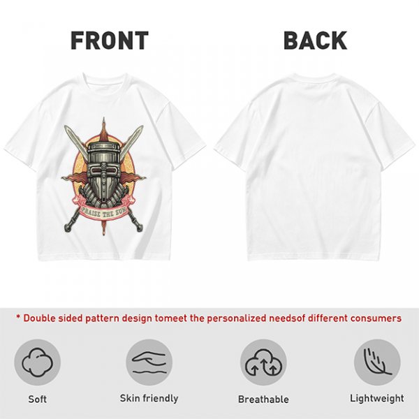 Olive T-Shirt With Praise The Sun Knight Helmet Crossed Swords Artwork
