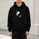 Black Hoodie With Yin Yang Cats Graphic Print