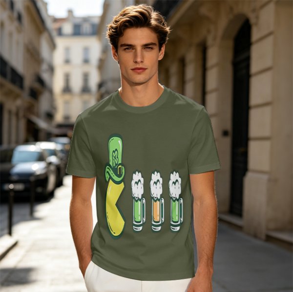St. Patrick's Day Beer and Leprechaun Hat Graphic T-Shirt