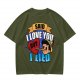 Olive t-shirt with Pinocchio 'Said I Love You But I Lied' print