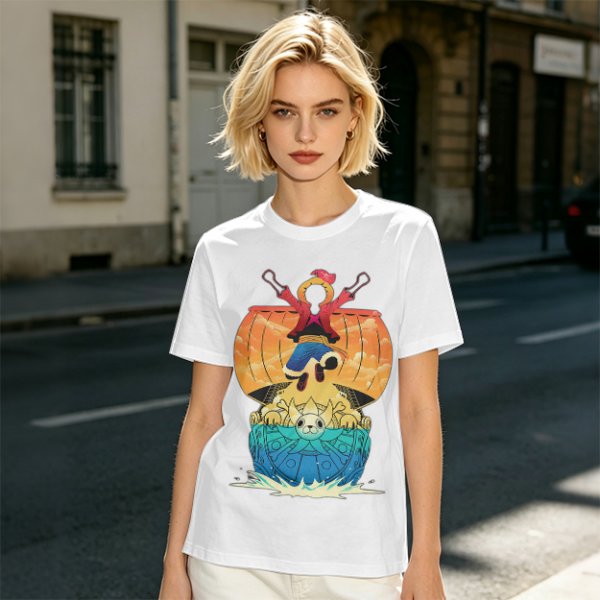 One Piece Thousand Sunny Ship Graphic Olive T-Shirt