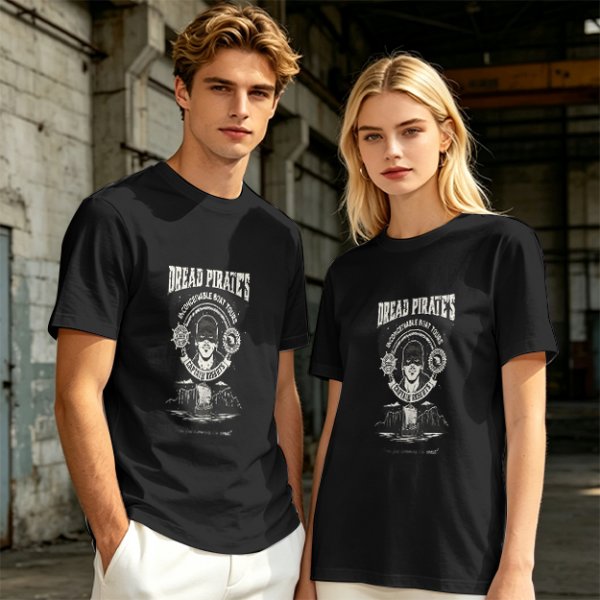 Olive green t-shirt with Dread Pirates graphic print