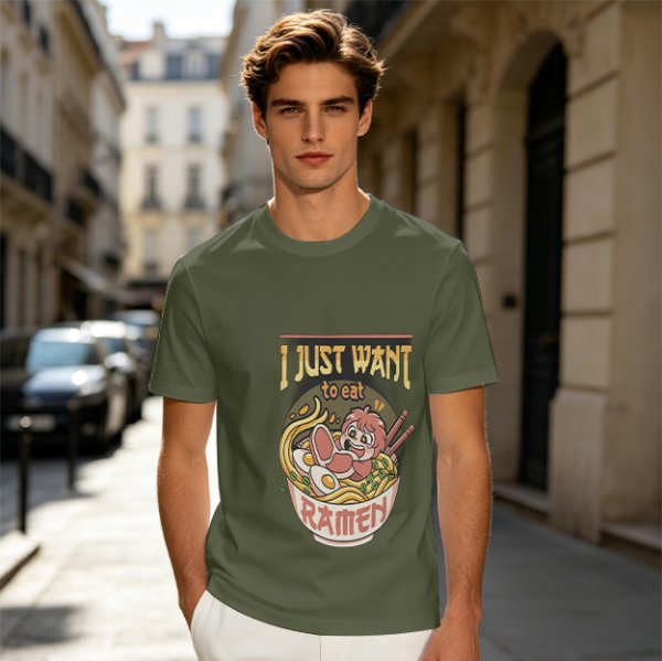 I Just Want To Eat Ramen Cute Anime Character T-Shirt