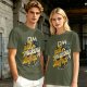 Olive T-Shirt With 'DM Just Making Stuff Up As We Go' Print