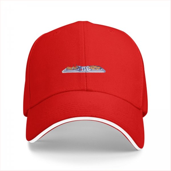 Black baseball cap with vintage lunch tray graphic design