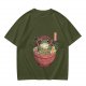 Olive T-Shirt With Frog In Ramen Bowl Japanese Art Print