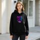 Black hoodie with neon cyberpunk girl squad graphic print