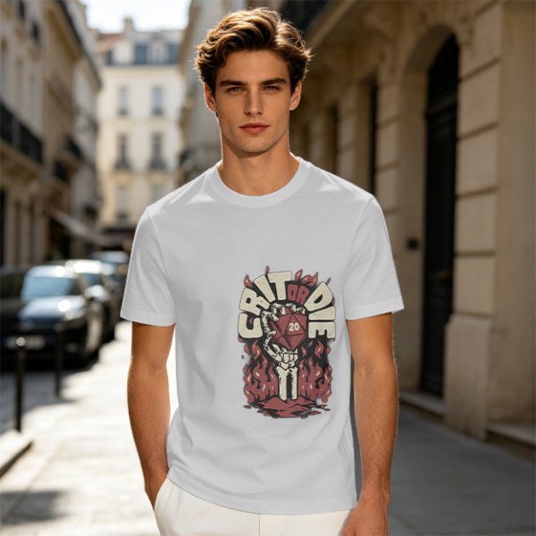 Olive Dungeons and Dragons Crit or Die Skeleton Hand D20 T-Shirt