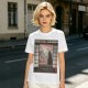 Olive T-Shirt with Japanese Shinto-inspired Window Landscape Print