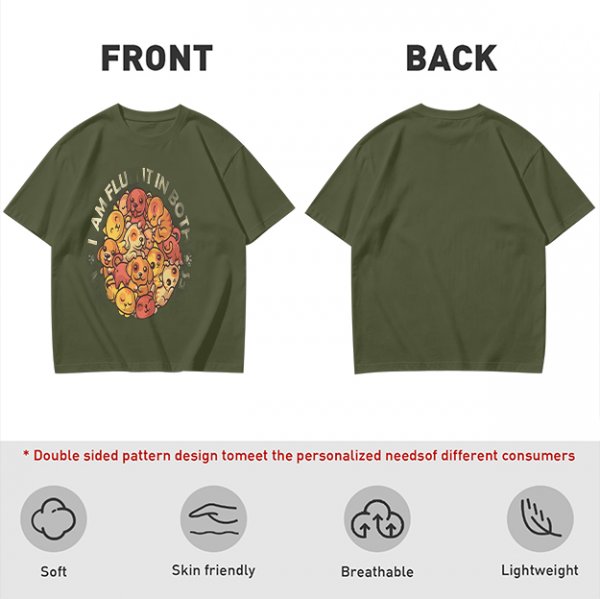 Olive t-shirt with cute puppy pile graphic and playful text