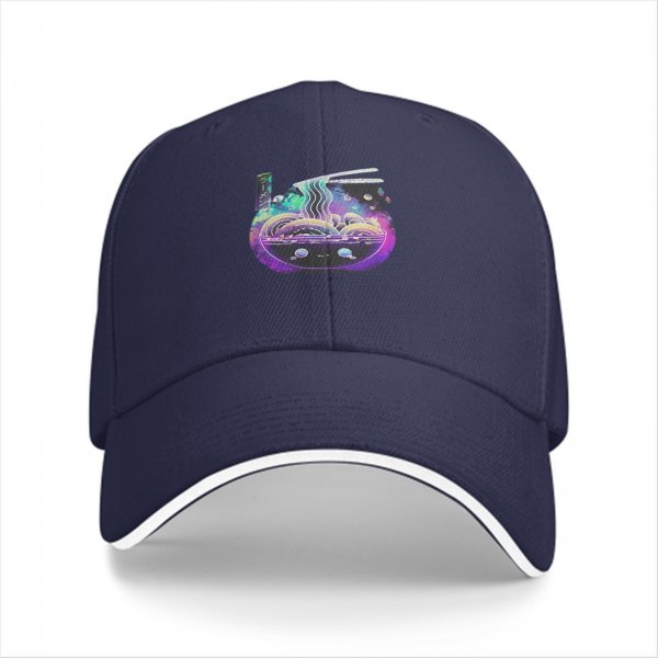 Black Baseball Cap With Galaxy Ramen Bowl Art