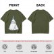 Olive T-shirt with Totoro in Snow and Small Blue Creature Print