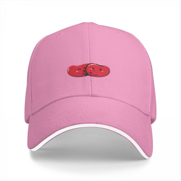 Black Baseball Cap With Red Split Bean Graphic Design