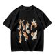 Olive T-Shirt With Playful Orange Kitten Illustrations