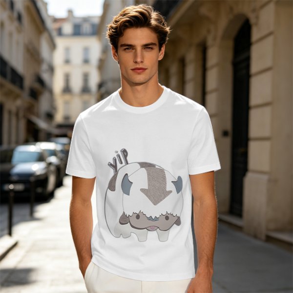 Olive green t-shirt with cute Appa the sky bison print
