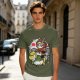 Olive T-shirt with Panda Warrior Riding Mythical Horse Graphic