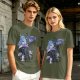 Olive T-Shirt with Whimsical Fantasy Creature and Character Print