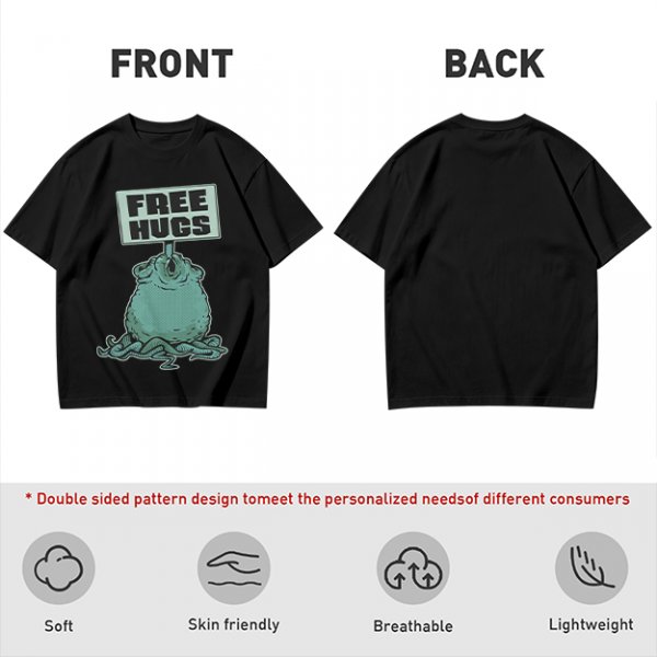 Olive T-Shirt With Free Hugs Monster Graphic Print