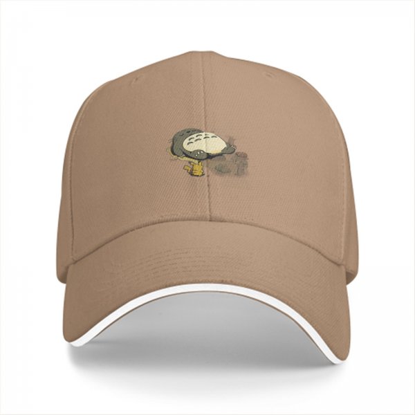 Black baseball cap with sleeping Totoro graphic design