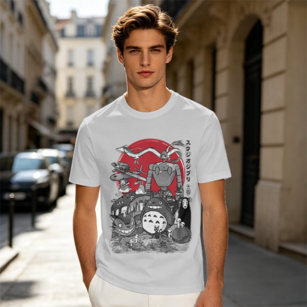 Studio Ghibli Characters Graphic Olive T-Shirt