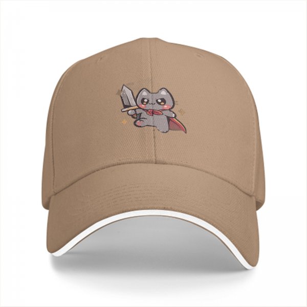 Black Baseball Cap With Cute Warrior Cat Graphic Design