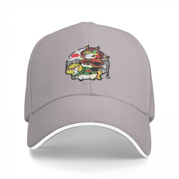 Black baseball cap with cute samurai panda riding a horse graphic