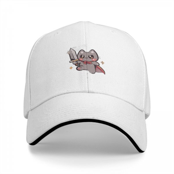 Black Baseball Cap With Cute Warrior Cat Graphic Design