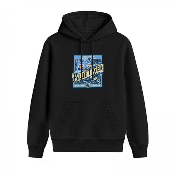 Black hoodie with Blue Tiger graphic print