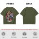 Olive T-shirt featuring The Cursed Prince Beast with roses and candelabra