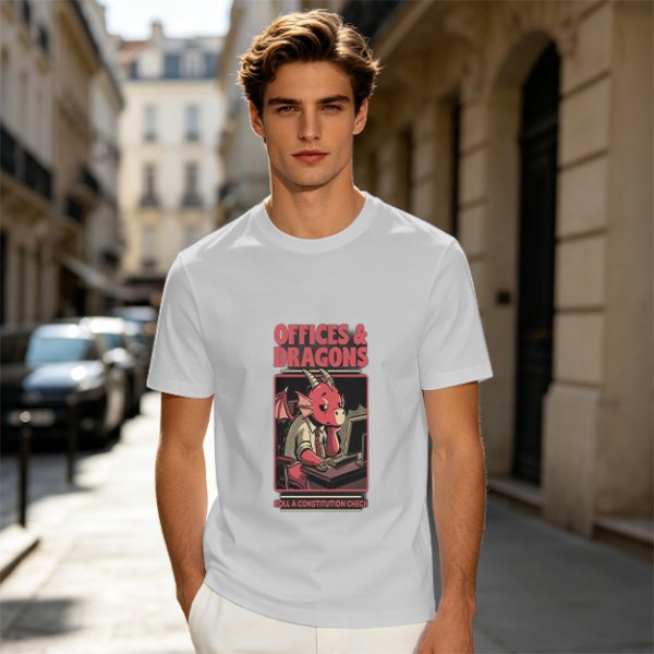 Offices & Dragons T-Shirt with Bored Office Dragon Art