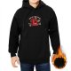 Black Hoodie With Retro Gas Can Cartoon Graphic And Aged Like Fine Text