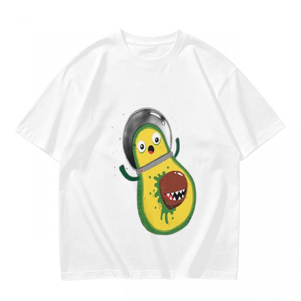 Olive T-Shirt With Astronaut Avocado Monster Print