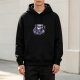 Black Hoodie With Gothic Teacup Skull And Rose Print