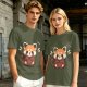 Olive T-Shirt With Cute Shy Red Panda Graphic Print