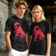 Olive T-Shirt With Black Cats And Red Panther Signal Graphic