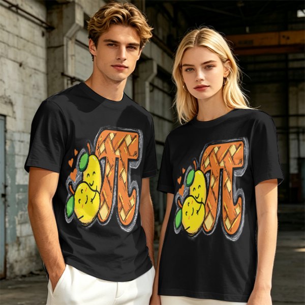 Olive green t-shirt with pear pi pie graphic design