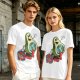 Olive T-Shirt with Cartoon Avocado Globe Travel Print