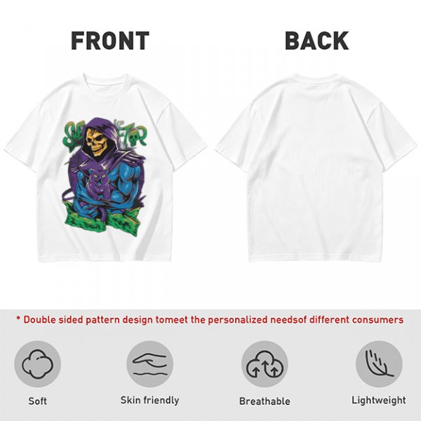 Olive T-shirt with Skeletor Holding Panthor Graphic Print