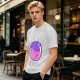 Olive T-shirt with Sleeping Cats in Colorful Bubble Graphic