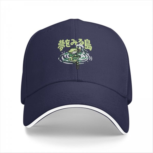 Black baseball cap with water-themed character graphic and Japanese text