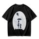 Olive T-Shirt With Moon Silhouette Of Two Children And Umbrella