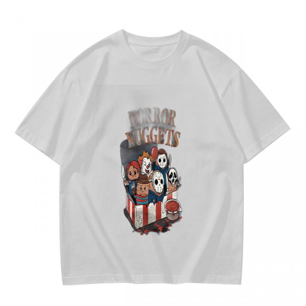 Olive T-Shirt With Horror Movie Character Nuggets Graphic Print
